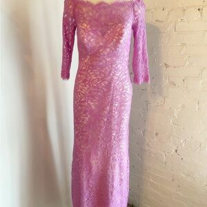 Elegant Lilac Lace Gown